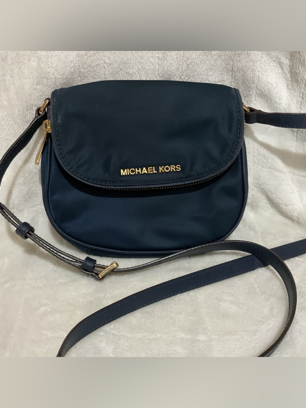 Michael Kors Navy with Gold Tone Logo Crossbody Bag